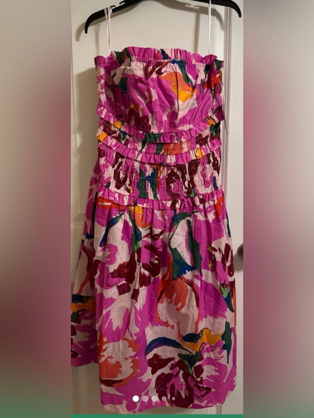 Free People Bright Pink Floral Print Tiered Skirt